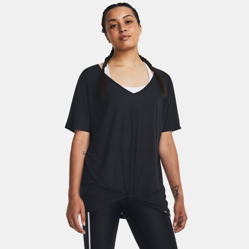 Under Armour Camiseta Project Rock Completer Deep V para mujer Negro / Negro XS